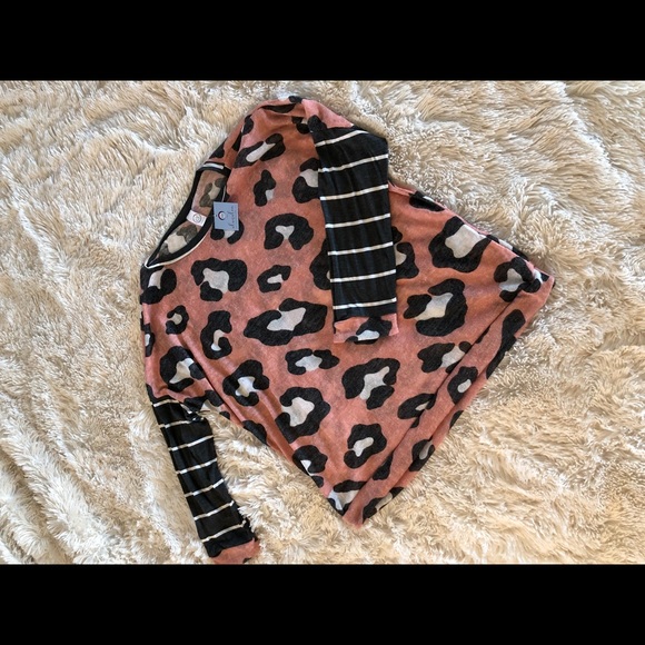 Mauve Leopard & Stripes top - Picture 2 of 4
